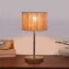 Devansh Bamboo Table Lamp With Natural  Wood Base  & Steel Pipe  -(7X17 Inches)