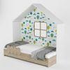 Little Hut Engineered Wood Bed in Green Colour