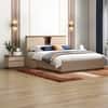 Sydney Engineered Wood King Hydraulic Storage Bed with 1 Bedside Table – Beige Glossy Finish