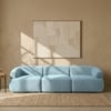 Zenliving Wood 3 Seater With Upholstery Non Storage Sofa In Blue Colour