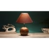 Grey cotton with Natural Wood Table Lamp