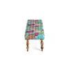 Cairo Solid Wood 2 Seater Bench In Floral Print Green Kantha Fabric