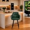 Doe Buck Luxury Faux Leather Counter Height Bar Stool in Green Colour