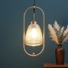 Eliante Hanging Light, White Glass Shade, Mild Steel And Wood, 1 Bulb