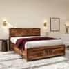 Somi Solid Sheesham Wood King Size Hydrolic Storage Bed In Natural Teak Finish