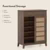 Fujiwara 20 Pair Solid Wood and Cane Shoe Cabinet With Drawer In Danish Walnut Finish