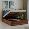 Heritage Sheesham Wood Queen Size Bed With Hydraulic Storage in Provincial Teak Finish