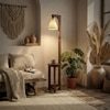 Accent Beige Jute Floor Lamp with Beige Jute Base