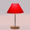 Devansh Red Cotton Table Lamp With  Natural  Wood Base  & Steel Pipe (10X16.25 Inches)-29
