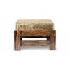 Amber Sheesham Wood Foot Stool in Teak Finish with Velvet Green Cushion