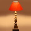 Devansh Orange Cotton Table Lamp With  Wood Natural Base -(10X10X21 Inches)-30