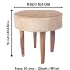 Nayla Sheesham Wood Contemporary Set of 2 Stools in Beige Sparkle Velvet, Teak Finish