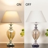 Hinton Smoke Glass And Nickel Finish Metal Table Lamp With White Cotton Shade