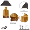 PAOLA  Amber Glass and Wood table Lamp With Black Cotton Shade