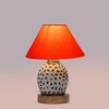 Devansh Conical Orange Cotton Shade Lamp With Wood & Mosaic Glass Base For Decoration/Office/Home/Gifting/Study For Decoration/Office/Home/Gifting/Study -(10X10X14.5) Inches -A