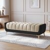 Hoslo Velvet 2 Seater Ottoman Bench in Black  & Cream Color