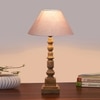 Devansh Grey Cotton Table Lamp With  Wood Natural Base (10X10X21 Inches)-32