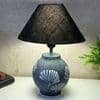 Grey Stone Finish Handpainted And Hancarved Distress Wooden Table Lamp