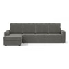 Apollo Sofa (Colour : Ash Grey Velvet, Cushion : Hard, Back Type : High Back, Seating Capacity : Left Aligned 3 Seater + Left Aligned Chaise + Ottoman)