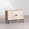 Artism Solid Mango Wood Sideboard with 2 Door Handcarved in Natural Finish