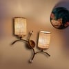 Devansh Metal Electric Wall Light in Gold Colour with Beige Shade Count of 2 Lights