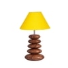 Devansh Yellow Cotton Table Lamp With Wood  Pebble Lamp  (10X10X15) Inches