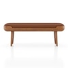 Nuvo Solid Wood Upholstered Bench In Amber Walnut Finish and Nappa Tan Leatherette Colour