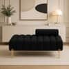 Doe Buck Luxury Boucle Accent Lounge Chair in Black Colour with Gold Metal Legs