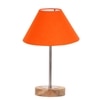 Devansh Orange Cotton Table Lamp With  Natural  Wood Base  & Steel Pipe -(10X16.25 Inches)-30