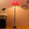 Caterina Red Fabric Floor Lamp with Black Iron Base