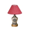 Devansh Conical Pink Jute Shade Lamp With Wood & Mosaic Glass Base For Decoration/Office/Home/Gifting/Study For Decoration/Office/Home/Gifting/Study -(10X10X14.5) Inches -A