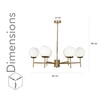 Compernico 6-Lights Brass Finish With Opal Glass Shades Chandelier Light