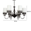 Eliante White Chandelier, 6-Light, Mild Steel And Glass, Modern Ceiling Light Fixture