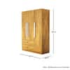 Hexa Red Wooden 3 Door Wardrobe with 2 Drawers and Hanging Space in Giant Wood Colour