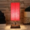 Elliot Red cotton table lamp with Square Brown Wood Base