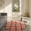 Handmade Wool Shaped Rug Modern Geometric Pink Brown 5 x 8 Feet Carpet