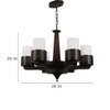 Eliante 6-Light Chandelier, Mild Steel, Glass And Wood, Modern Ceiling Lighting Fixture