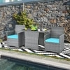 Carry Bird Wicker Patio Furniture Outdoor Balcony Chairs In Grey And Sky Blue Colour