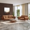 Vetra 3 Seater Leather Sofa In Pecan Brown Colour