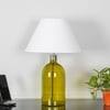 OLVIRA Modern Green Glass Table Lamp with Silver Metal Accent