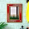 Desert Art MDF Hand Painted Red Rectangle Decorative Mirror