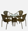 Esperance Wicker Table And Chair Set In Beige And Brown Dual Tone Finish
