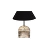 Black cotton with White Brushed Wood Table Lamp