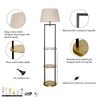 Gallow Metal Multiutility Shelf Floor Lamp With Beige Cotton Shade