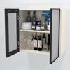 Aluminium Black Profile 2 Fluted Glass Handless Shutters Wall Cabinet In Highland Pine Finish