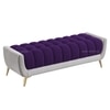 Hoslo Velvet 2 Seater Ottoman Bench in Purple & Grey Color