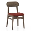 Lunar Solid Wood and Carrara White 6 Seater with 6 Lunar Dining Chair (Finish : Danish Walnut, Colour: Dark Coral)
