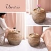 Opulent Rattan Side Table in Brown Colour