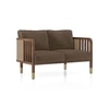 Taran 2 Seater Wooden Sofa in Truffle Biege Velvet Colour