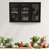Aluminium Black Profile 3 Fluted Glass Handless Shutters Wall Cabinet In Highland Pine Finish